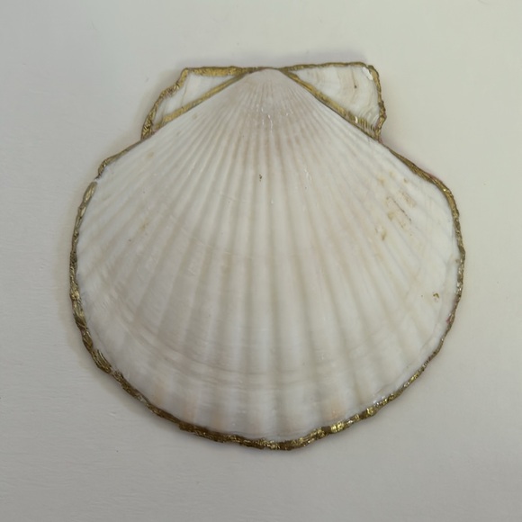 Decoupage Pink/White Shell Print Scallop Shell Trinket Dish - Picture 2 of 2